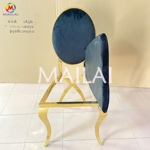 Luxury gold wedding chair furniture hotel stackable stainless steel leather  dining chairs for reception