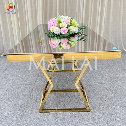 Event Party Supplies Metal Bridal And Groom Dining  Table Banquet Stainless steel Wedding Dining Table