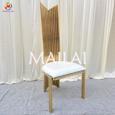 Hotel furniture luxury gold dining chair stainless steel high back event wedding dining chair