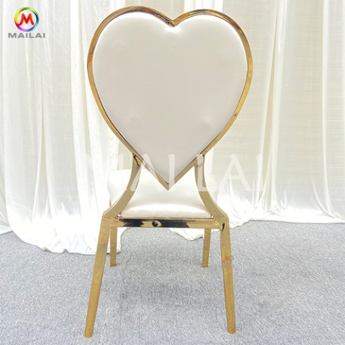 Wholesale Luxury Furniture Gold Metal Heart Shape Event Banquet Wedding Chair For Hotel